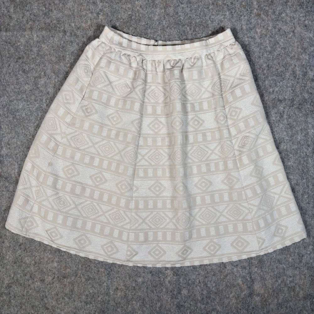 Halogen A-Line Skirt Women 10P Beige Aztec Boho Geometric Jacquard HA309203MP